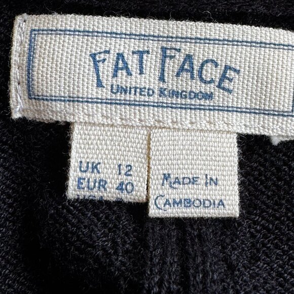 Fat Face Wool Blend Grandpa Cardigan Black 2 Pockets Grandma Women's Size 8 - Picture 5 of 9